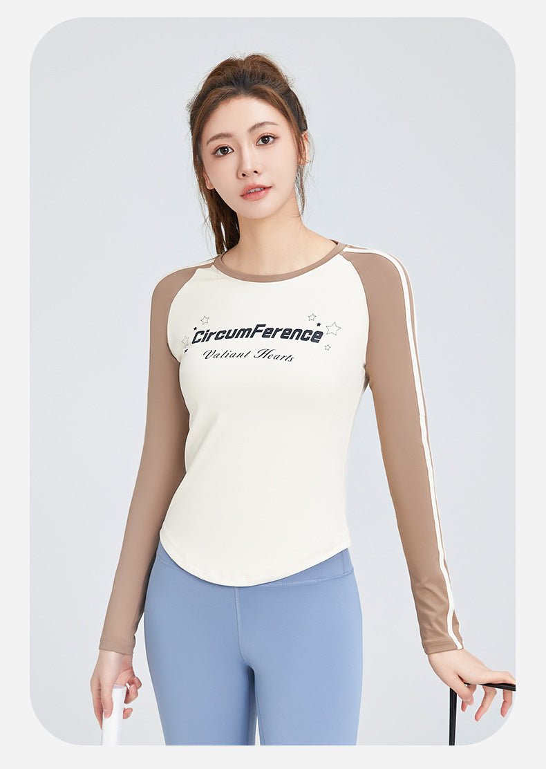 Vintage - Inspired High - Elasticity Long Sleeve Yoga Top | Stylish & Sporty Activewear - Women's Activewear by Ceecile